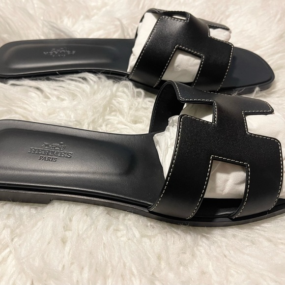 NWT NIB HERMES BLACK ORAN SANDAL - Picture 2 of 8